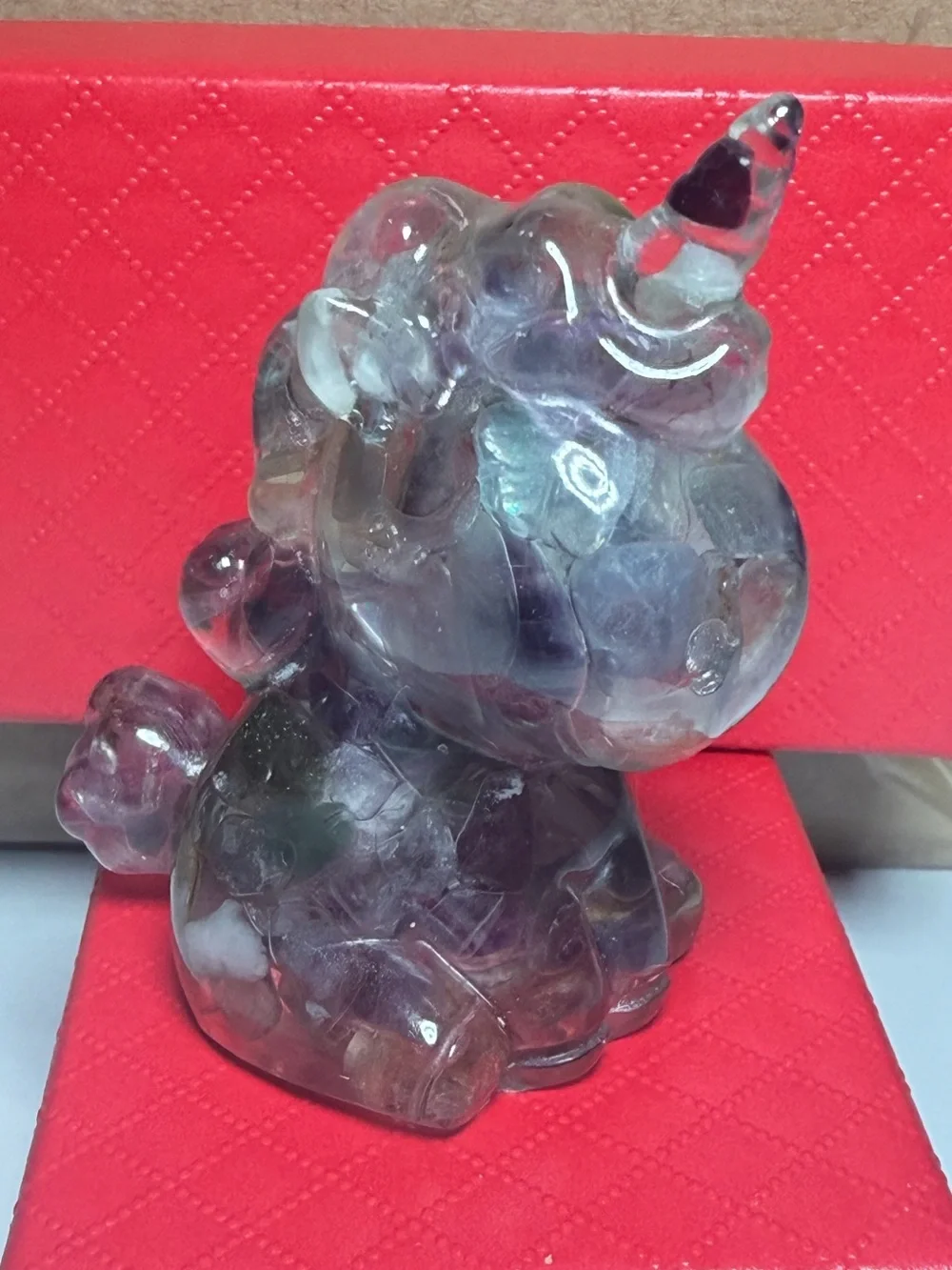 Unicorn Crystal Chip Resin Purple Clear Figurine 2.5 inches
